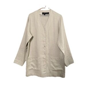 Classiques Entier 100% Linen Button Front Cardigan Blouse Beige Women MNeutral